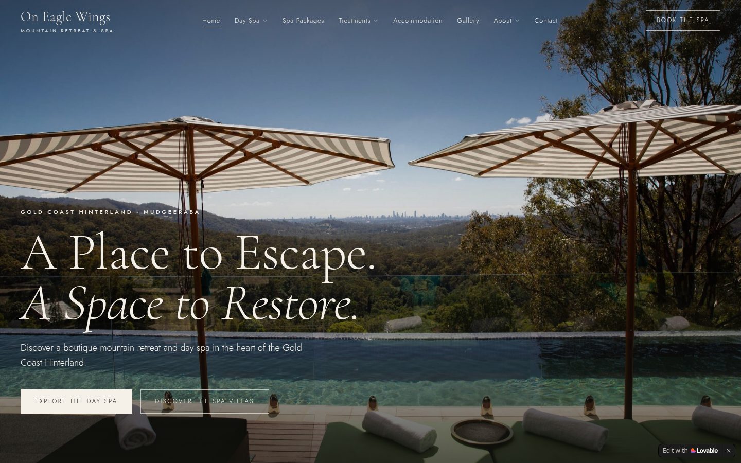 ON EAGLE WINGS — desktop website screenshot