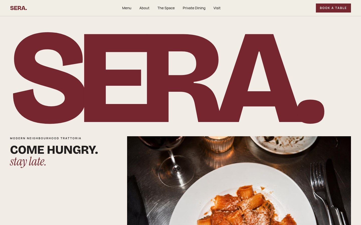 SERA. — desktop website screenshot