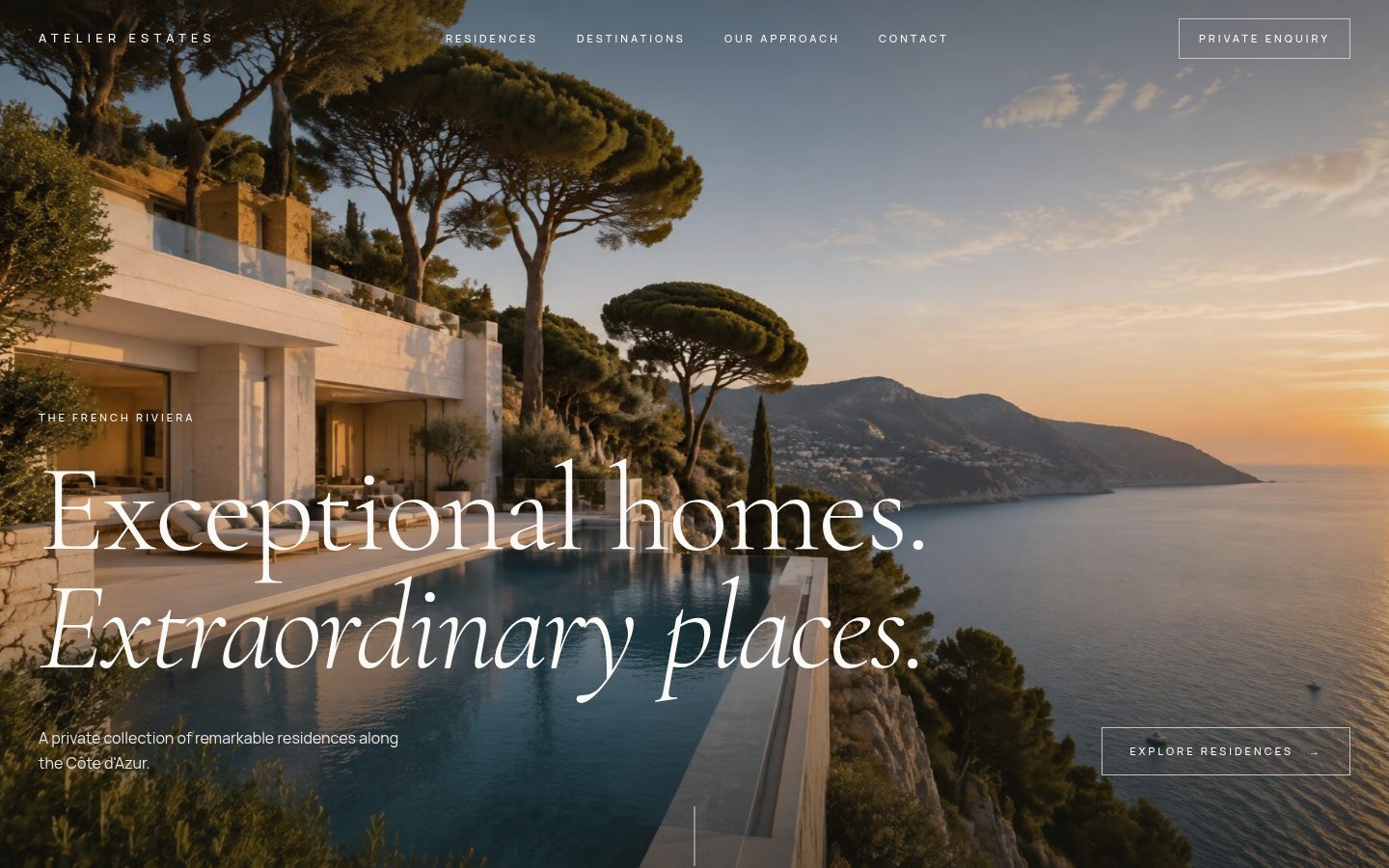 ATELIER ESTATES — desktop website screenshot