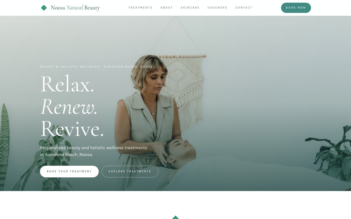 NOOSA NATURAL BEAUTY — desktop website screenshot