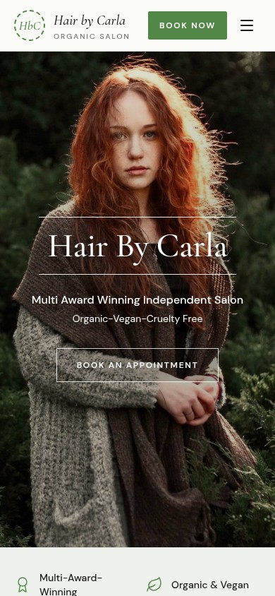HAIR BY CARLA — mobile website screenshot