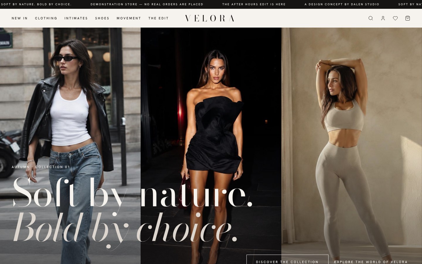 VELORA — desktop website screenshot