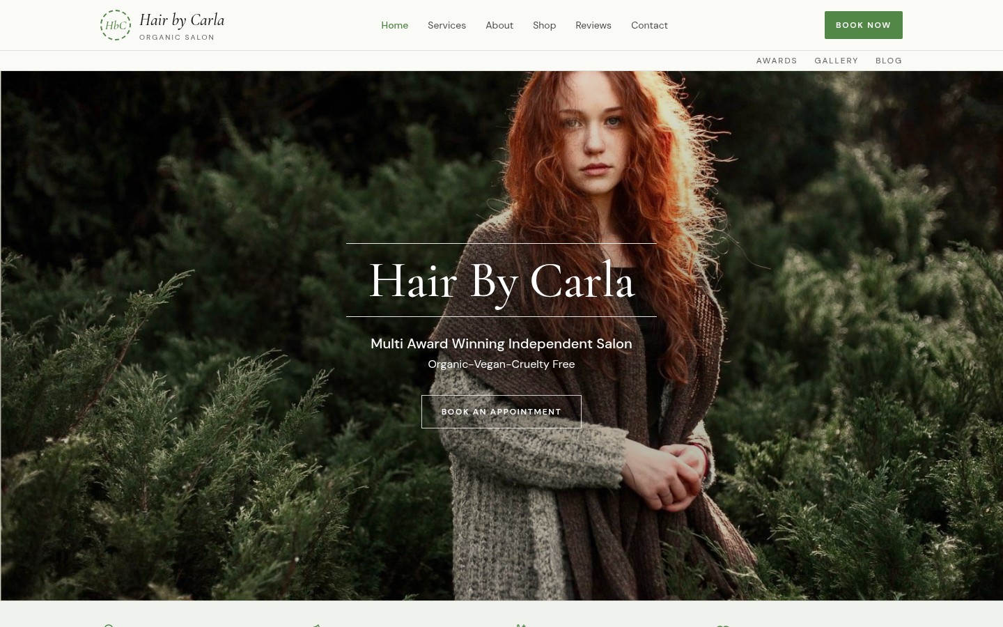 HAIR BY CARLA — desktop website screenshot